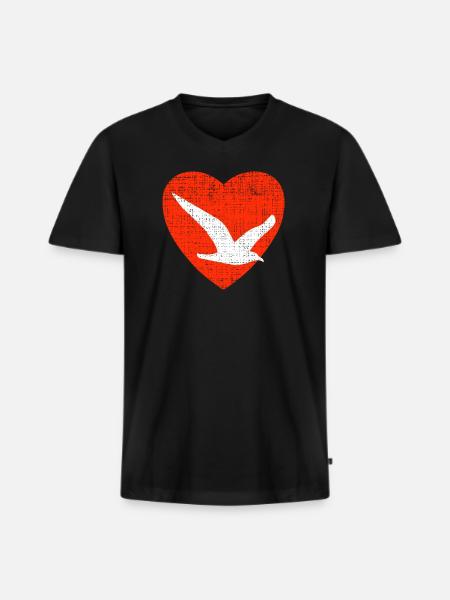 Heart For Gulls - Men's Premium Organic T-shirt with V-neck - black