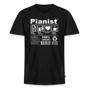 Pianist - Männer Premium Bio T-Shirt mit V-Ausschnitt - Schwarz - Vorne - Nico (187cm)