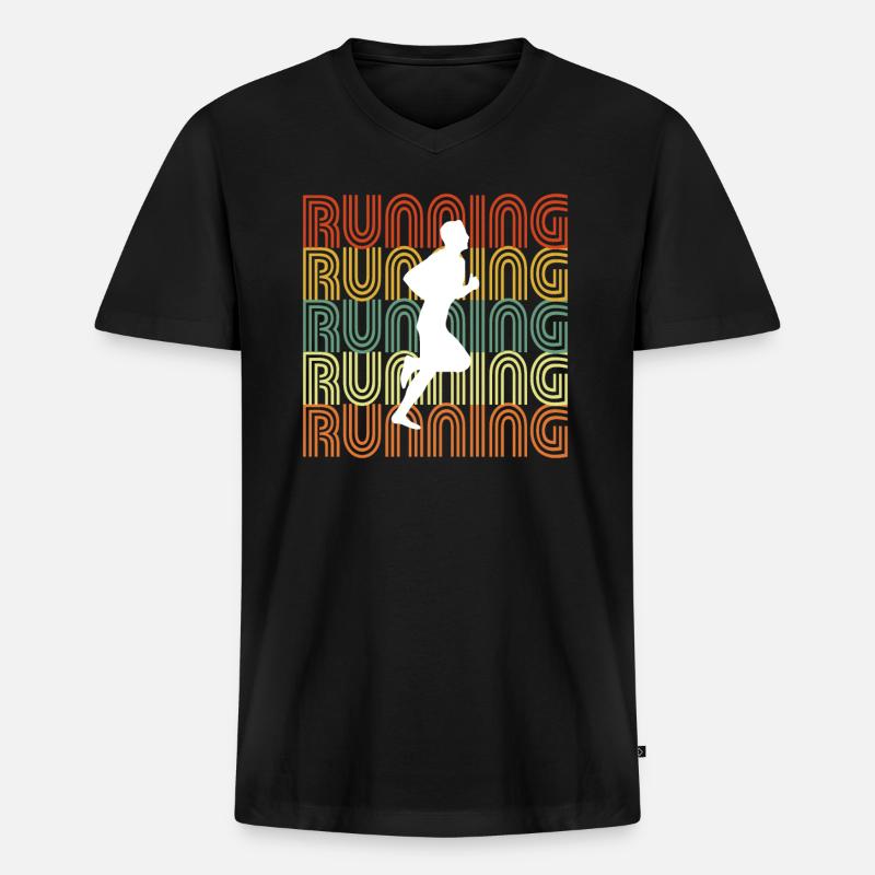 RUNNING - Männer Premium Bio T-Shirt mit V-Ausschnitt - Schwarz