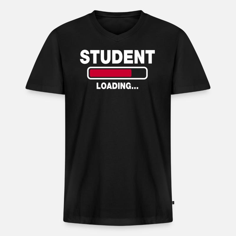 Student - Männer Premium Bio T-Shirt mit V-Ausschnitt - Schwarz
