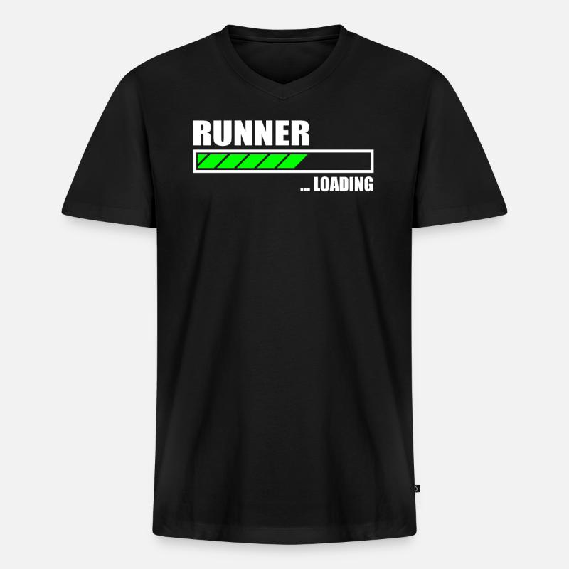 Runner Loading Bar - Männer Premium Bio T-Shirt mit V-Ausschnitt - Schwarz