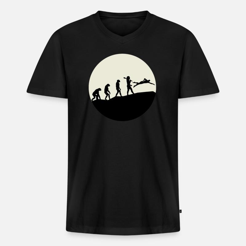 Swimmers Evolution Moon - Männer Premium Bio T-Shirt mit V-Ausschnitt - Schwarz