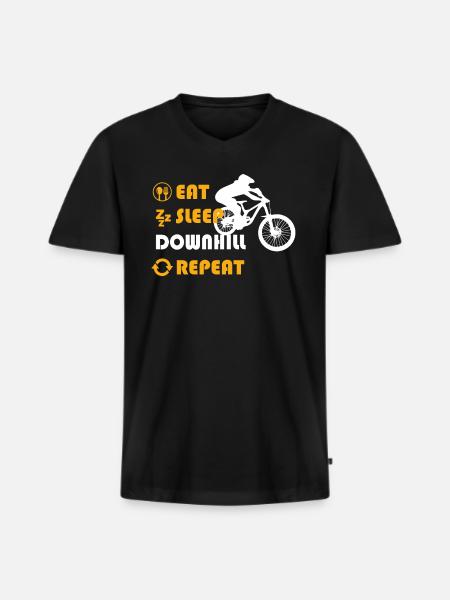 Downhill Graphic Tshirt - Men's Premium Organic T-shirt with V-neck - black