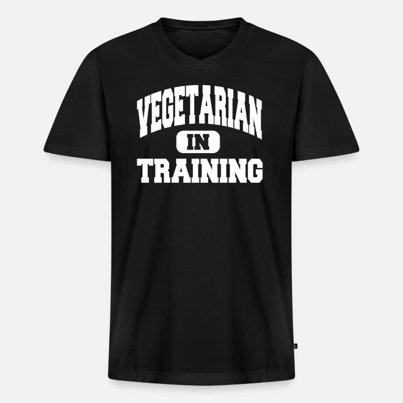 Vegetarian In Training - Männer Premium Bio T-Shirt mit V-Ausschnitt - Schwarz