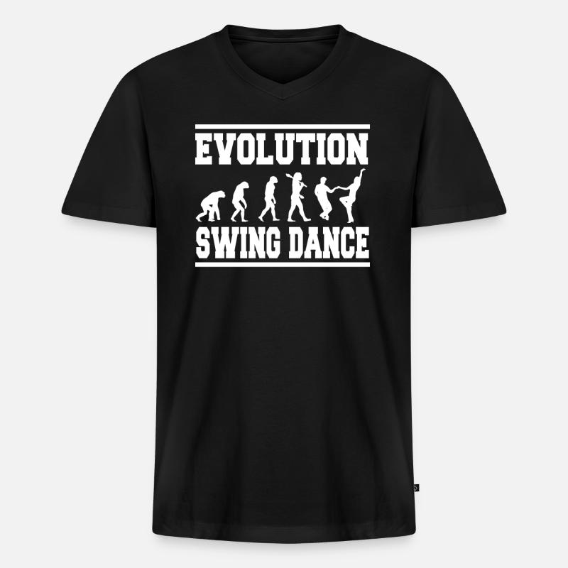 Evolution Swing Dance - Männer Premium Bio T-Shirt mit V-Ausschnitt - Schwarz
