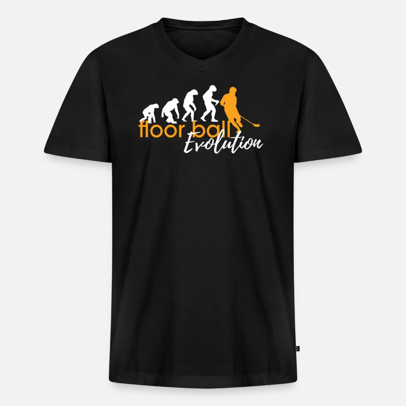 FLOORBALL EVOLUTION - Männer Premium Bio T-Shirt mit V-Ausschnitt - Schwarz