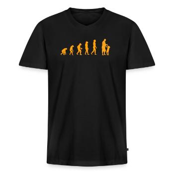 Papa Evolution Yellow - Männer Premium Bio T-Shirt mit V-Ausschnitt - Schwarz - Vorne - Nico (187cm)