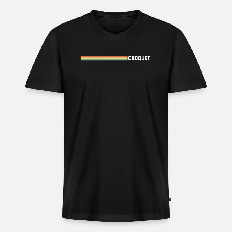 Croquet Retro Striped - Männer Premium Bio T-Shirt mit V-Ausschnitt - Schwarz