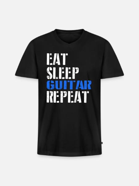 Eat. Sleep. Guitar. Repeat. - Men's Premium Organic T-shirt with V-neck - black