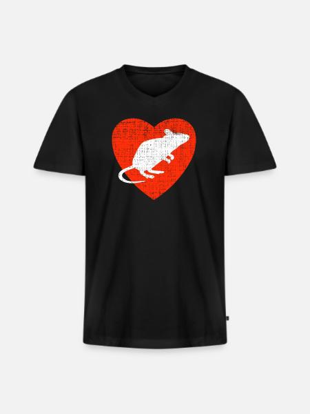 Heart For Mouses - Men's Premium Organic T-shirt with V-neck - black