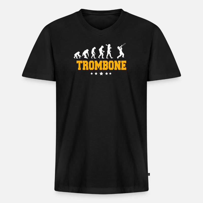 TROMBONE - Männer Premium Bio T-Shirt mit V-Ausschnitt - Schwarz