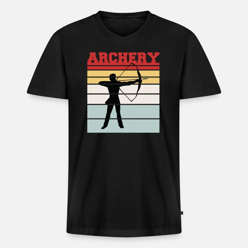 Retro Archery Team Tee - Männer Premium Bio T-Shirt mit V-Ausschnitt - Schwarz