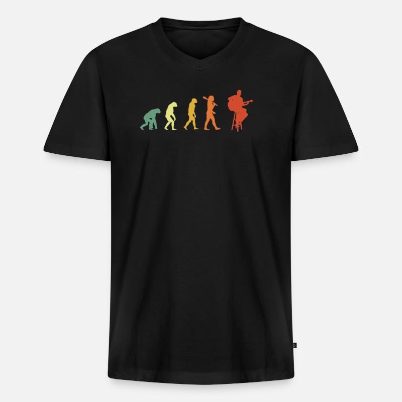 Guitarist Evolution Retro Edition - Männer Premium Bio T-Shirt mit V-Ausschnitt - Schwarz
