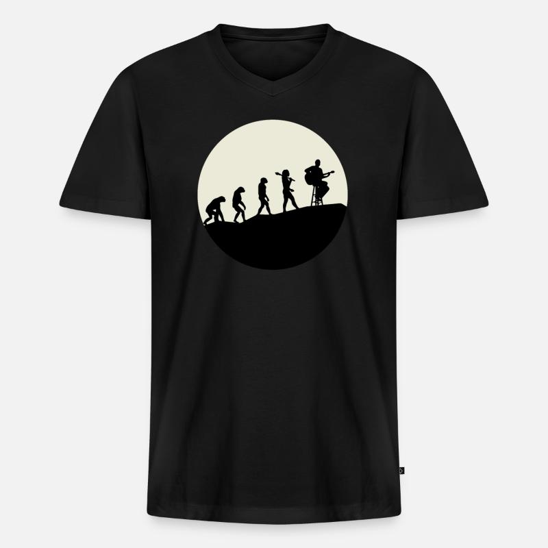 Guitarists Evolution Moon - Männer Premium Bio T-Shirt mit V-Ausschnitt - Schwarz