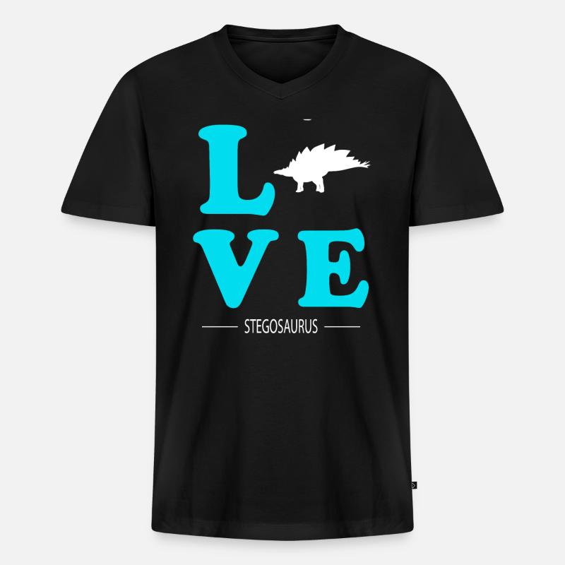 Stegosaurus - Männer Premium Bio T-Shirt mit V-Ausschnitt - Schwarz