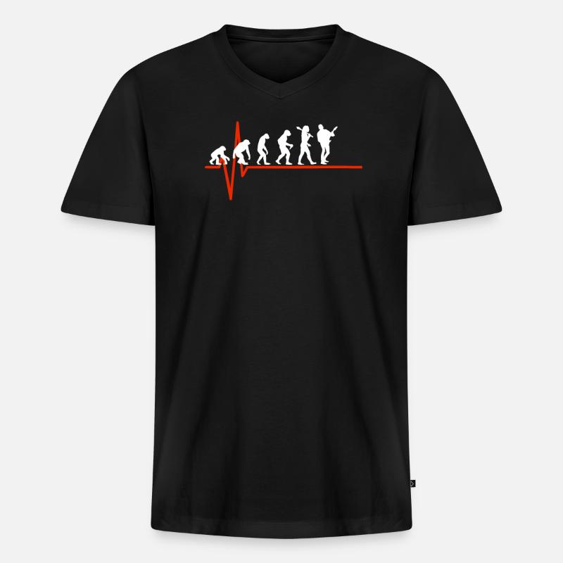 E-Guitar Heartbeat - EVOLUTION DE E-GUITAR - T-shirt encolure en V Premium bio Homme - noir