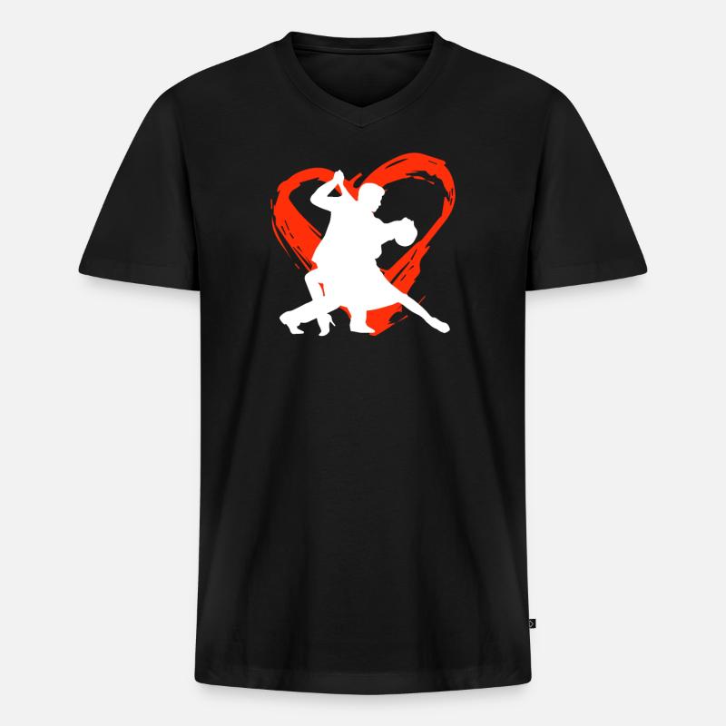 A Heart For Salsa - Männer Premium Bio T-Shirt mit V-Ausschnitt - Schwarz