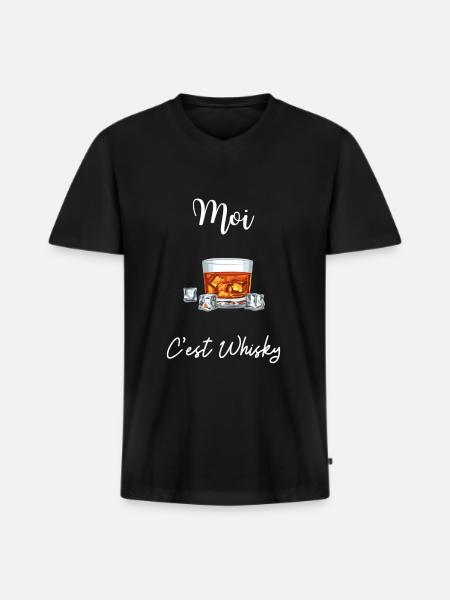 Me c's Whisky - Men's Premium Organic T-shirt with V-neck - black