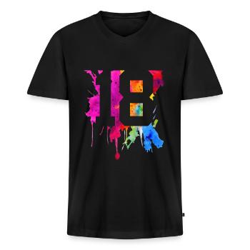 18 JAHRE 18. GEBURTSTAG - Männer Premium Bio T-Shirt mit V-Ausschnitt - Schwarz - Vorne - Nico (187cm)