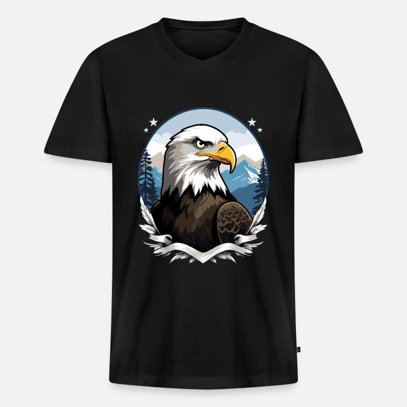 Weißkopfseeadler - Männer Premium Bio T-Shirt mit V-Ausschnitt - Schwarz