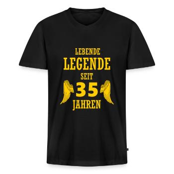 Lebende Legende 35 Jahre 35. Geburtstag lustig - Männer Premium Bio T-Shirt mit V-Ausschnitt - Schwarz - Vorne - Nico (187cm)