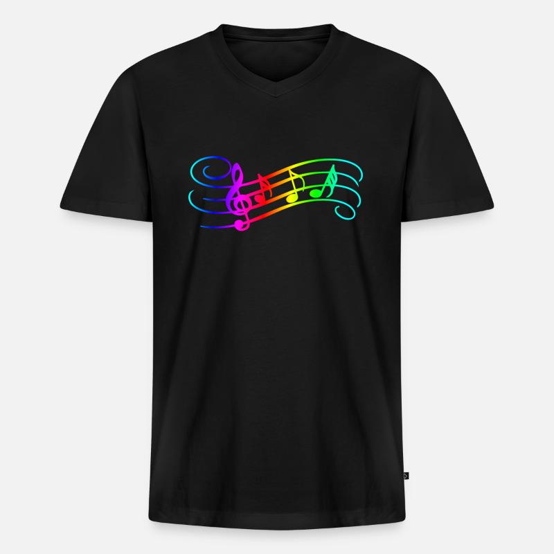 Music Notes - Männer Premium Bio T-Shirt mit V-Ausschnitt - Schwarz