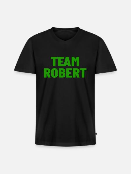 Team Robert - Männer Premium Bio T-Shirt mit V-Ausschnitt - Schwarz