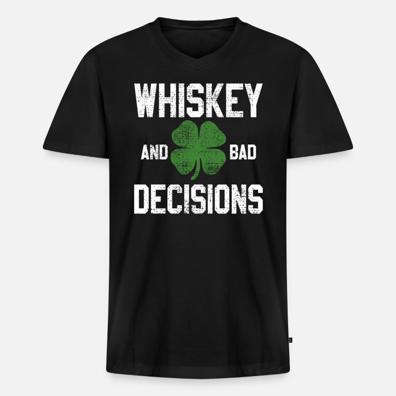 Irischer Whiskey - Männer Premium Bio T-Shirt mit V-Ausschnitt - Schwarz