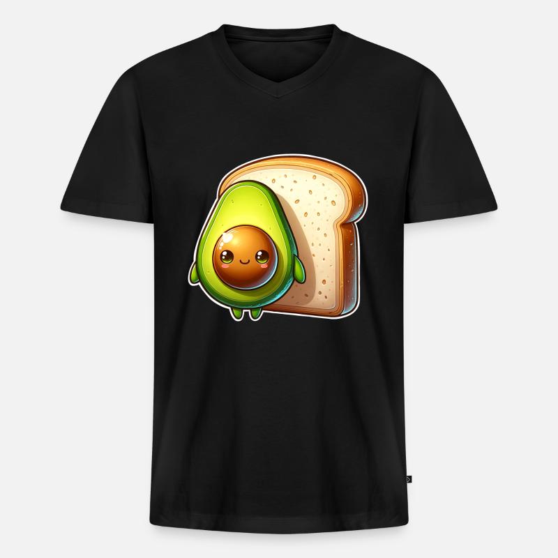 Avocado Toast - Männer Premium Bio T-Shirt mit V-Ausschnitt - Schwarz