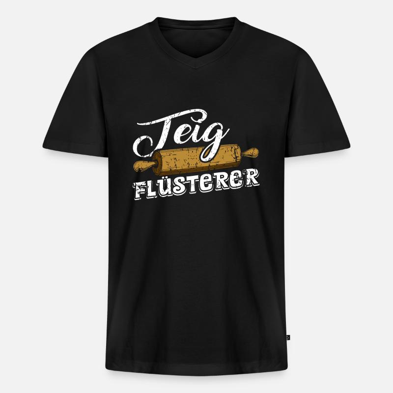 Teig Flüsterer - Männer Premium Bio T-Shirt mit V-Ausschnitt - Schwarz