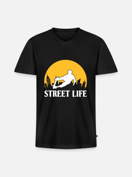 Street Life skateboard - Men's Premium Organic T-shirt with V-neck - black