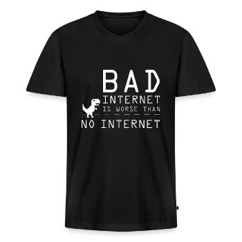 Langsames Internet ist schlimmer als kein Internet - Männer Premium Bio T-Shirt mit V-Ausschnitt - Schwarz - Vorne - Nico (187cm)