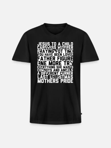 George Yog the Legend T-Shirt Faith - Premium økologisk T-shirt med V-hals til mænd - sort