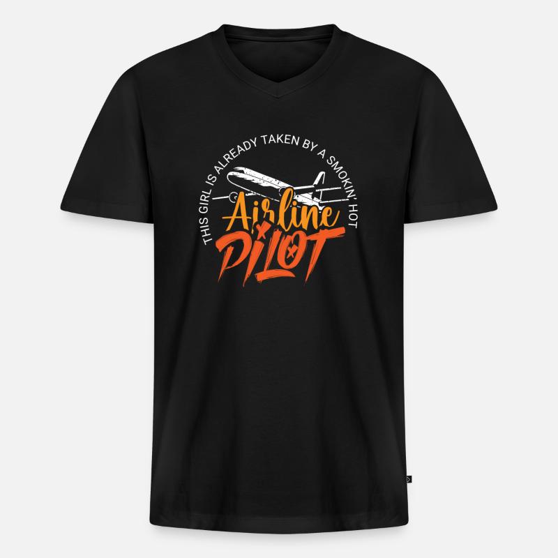 Pilot Captain Pilot Glider - Men's Premium Organic T-shirt with V-neck - black