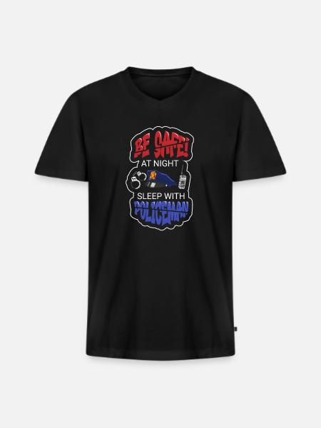 Policeman Present Police Law Enforcement Officer - Men's Premium Organic T-shirt with V-neck - black