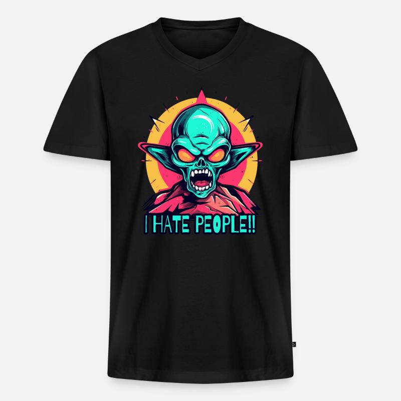 Ein wütendes grünes Alien - Männer Premium Bio T-Shirt mit V-Ausschnitt - Schwarz