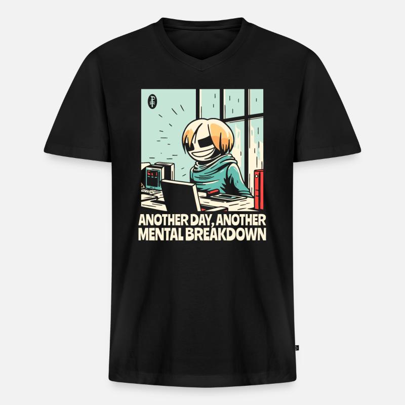 Ein weiterer Nervenzusammenbruch im Büro - Männer Premium Bio T-Shirt mit V-Ausschnitt - Schwarz