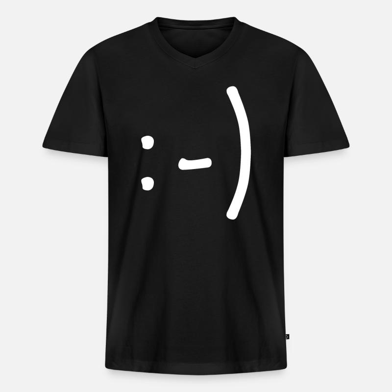 Einfach lächeln - Männer Premium Bio T-Shirt mit V-Ausschnitt - Schwarz