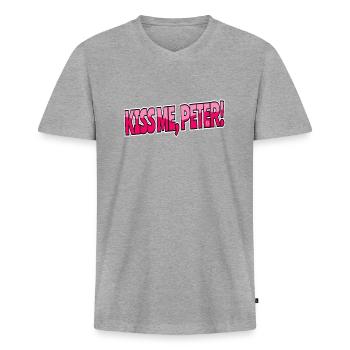 Embrasse-moi, Peter - T-shirt encolure en V Premium bio Homme - gris chiné - Devant