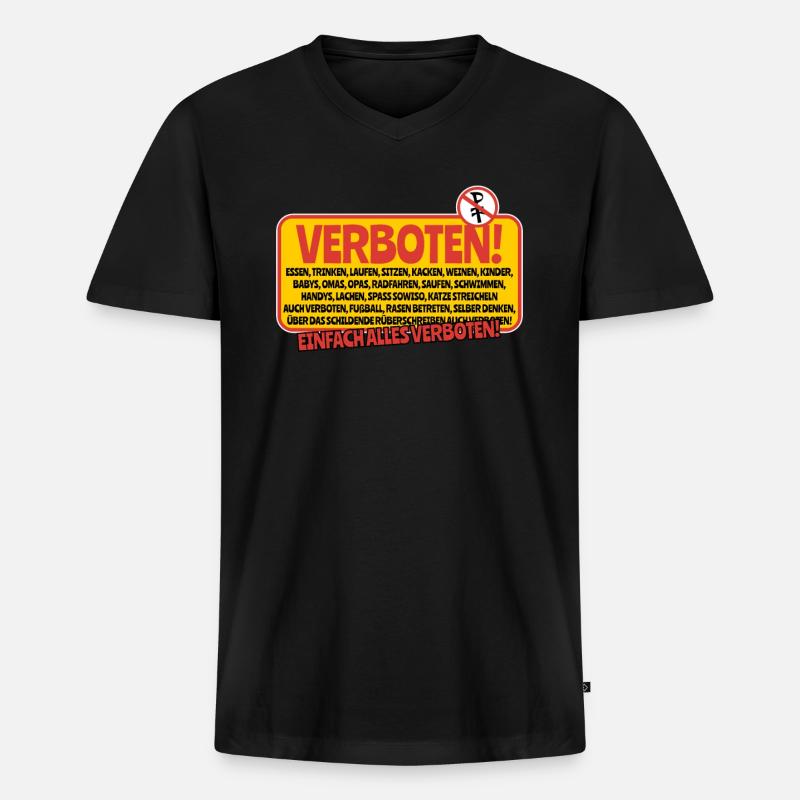 Spaß verboten - Männer Premium Bio T-Shirt mit V-Ausschnitt - Schwarz