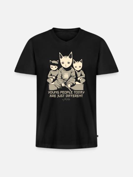 Today's young people are different - Men's Premium Organic T-shirt with V-neck - black