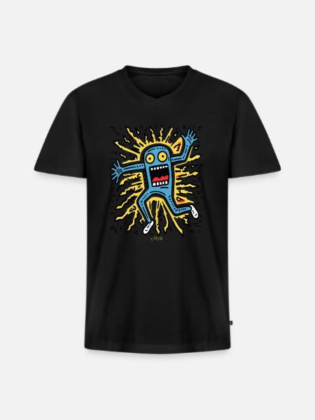 Playful Pop Art: Crazy Cartoon - Men's Premium Organic T-shirt with V-neck - black