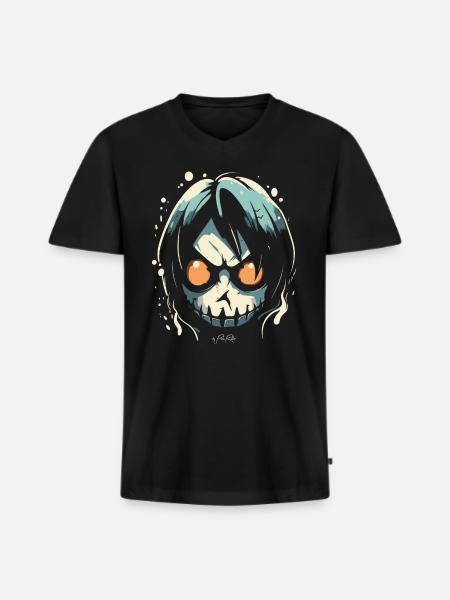 Ein Cartoon-Comic-Manga-Bösewicht - Männer Premium Bio T-Shirt mit V-Ausschnitt - Schwarz