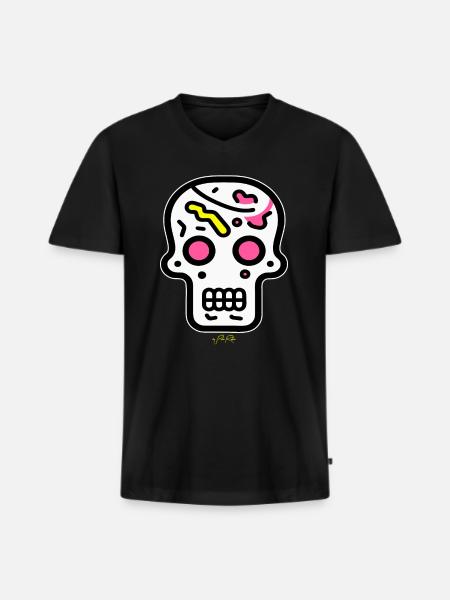 Pop Art Skull - Men's Premium Organic T-shirt with V-neck - black