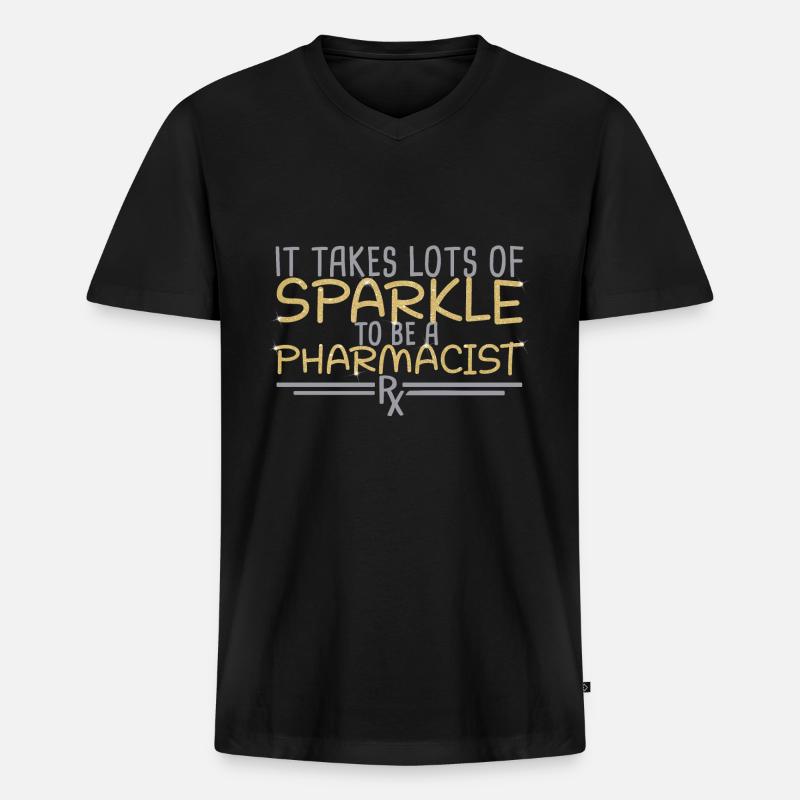 Apotheker Sparkle - Männer Premium Bio T-Shirt mit V-Ausschnitt - Schwarz