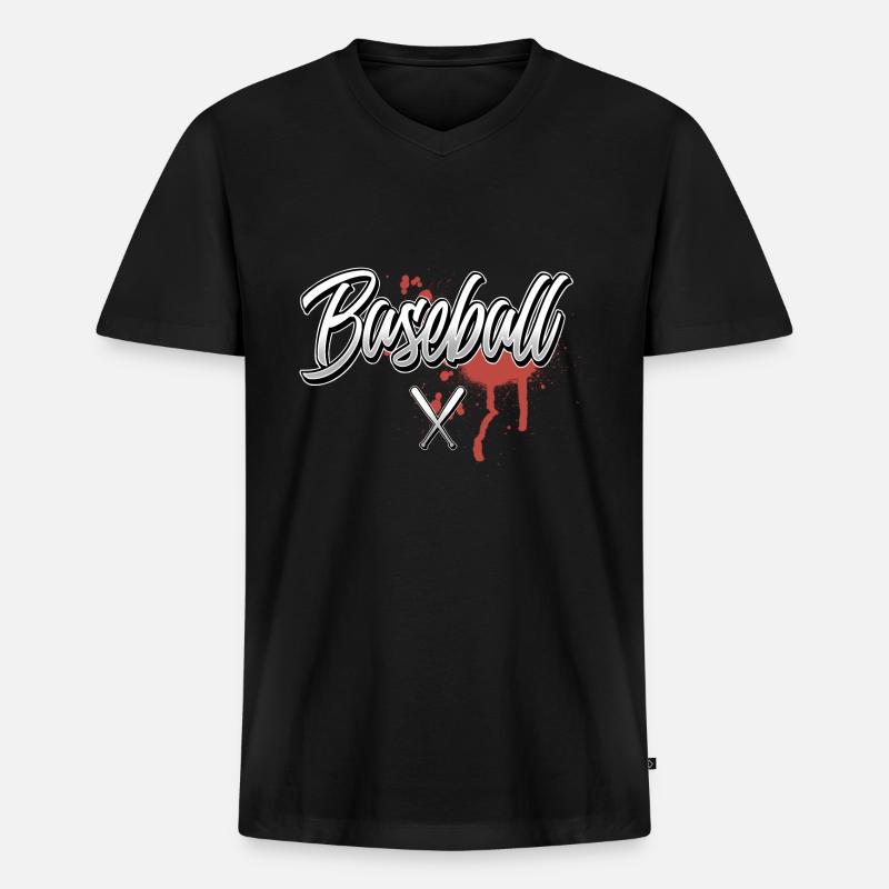 Baseball - Männer Premium Bio T-Shirt mit V-Ausschnitt - Schwarz