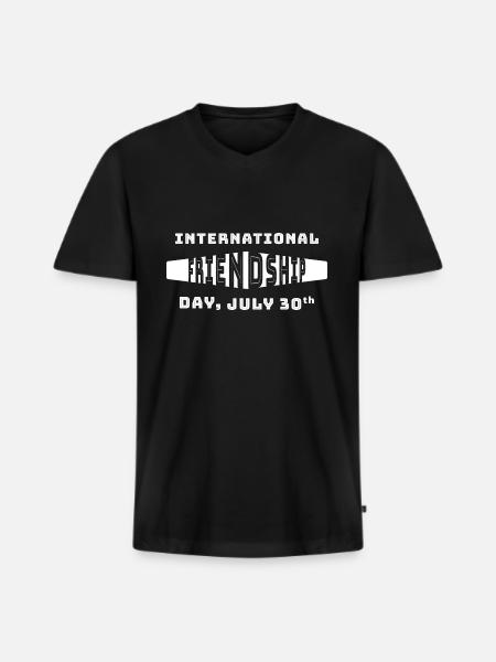 INTERNATIONAL FRIENDSHIP DAY - Men's Premium Organic T-shirt with V-neck - black