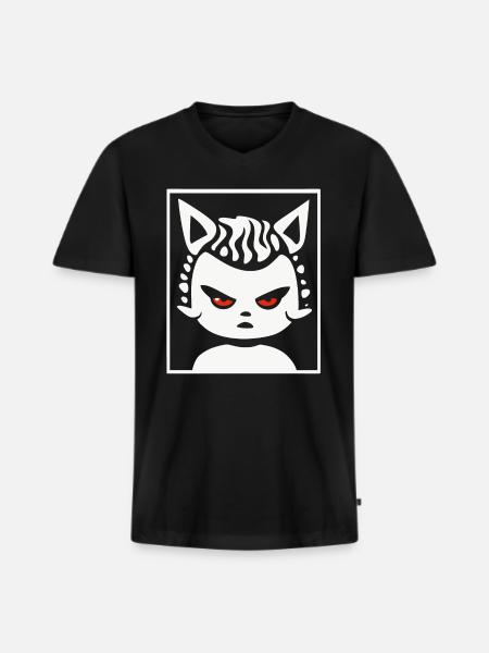 Dodu Pubby Cat Fille - T-shirt encolure en V Premium bio Homme - noir