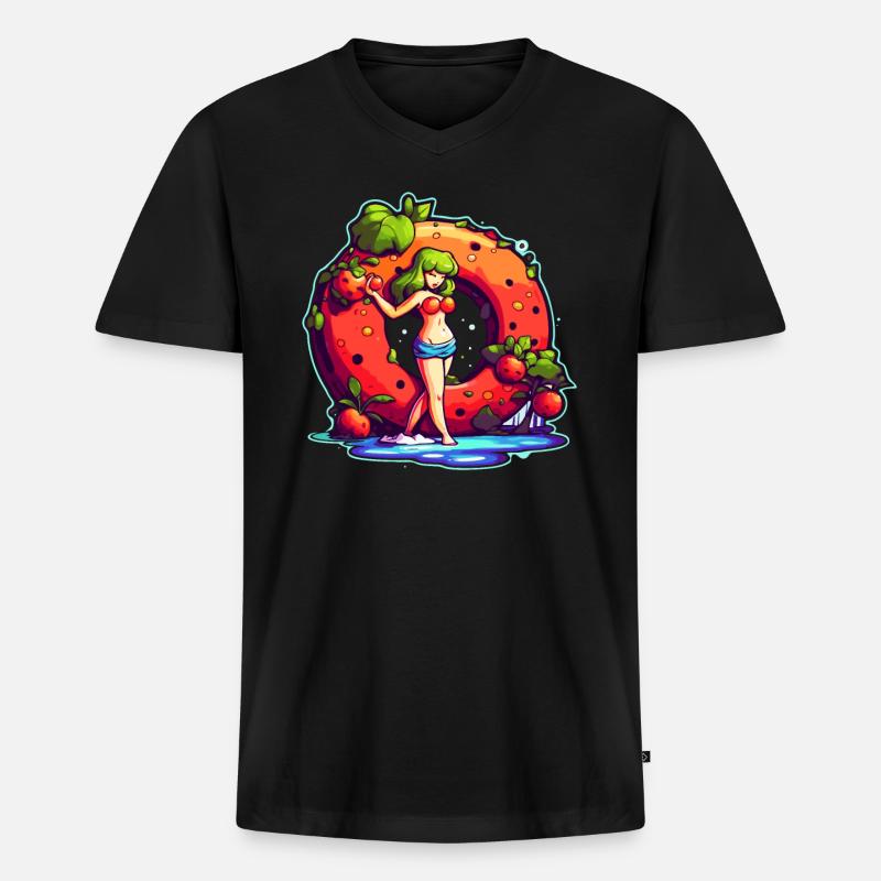 Fruchtiger Saftiger Donut - Männer Premium Bio T-Shirt mit V-Ausschnitt - Schwarz