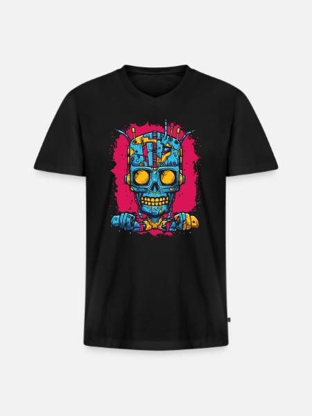 Robot Cyborg Zombie - Men's Premium Organic T-shirt with V-neck - black